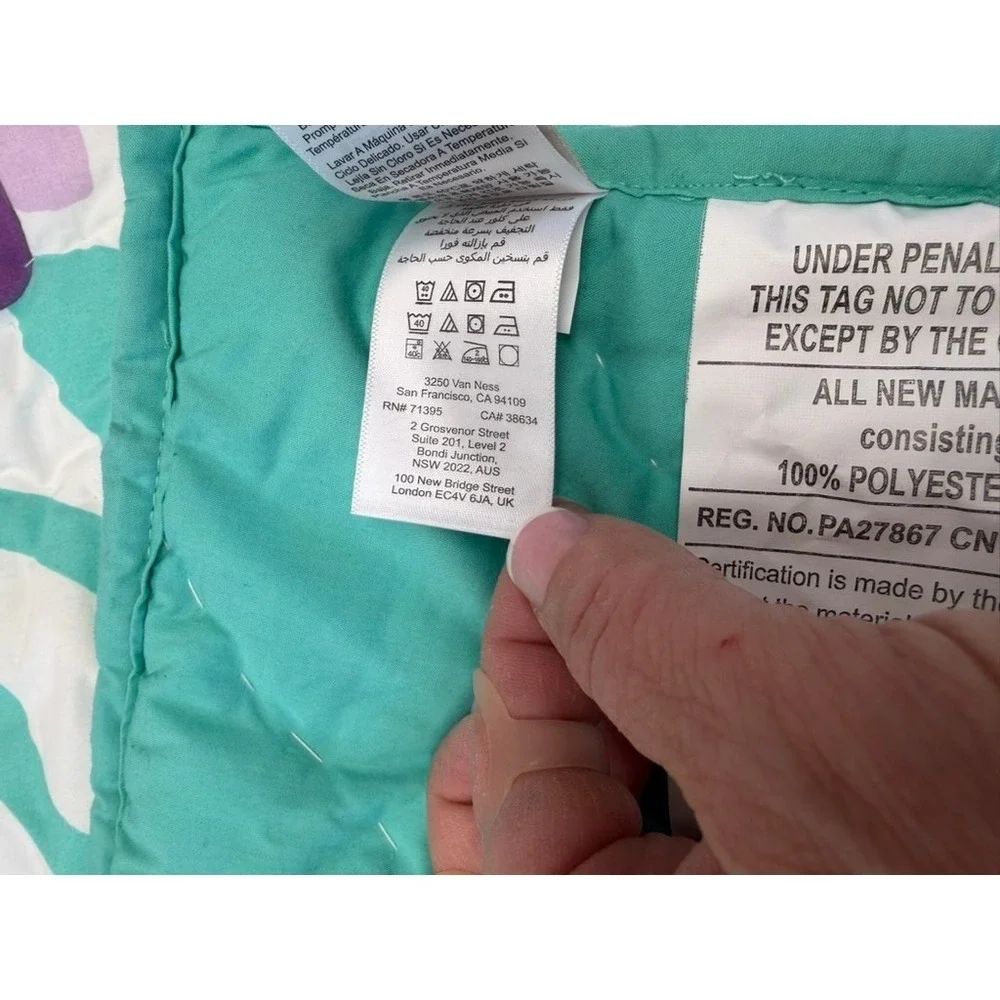 Pottery Barn Teen Twin Quilt and 1 Sham Boho Botanical Pink Teal 68x86 RARE